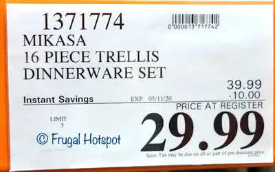 Mikasa Trellis Dinnerware Set Costco Sale Price