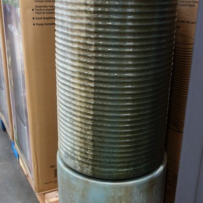 Modern Ribbed Outdoor Fountain Costco Display