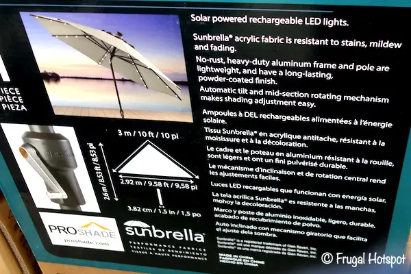 ProShade 10' Solar LED Tilt Umbrella Costco ProShade 10' Solar LED Tilt Umbrella Costco