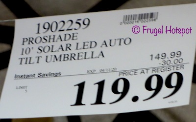 ProShade 10' Solar LED Tilt Umbrella Costco Sale Price ProShade 10' Solar LED Tilt Umbrella Costco Sale Price