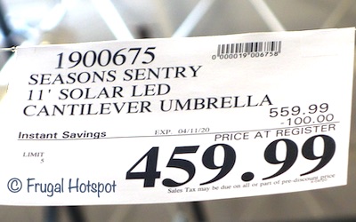 Seasons Sentry 11' Solar LED Cantilever Umbrella Costco Sale Price