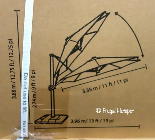 Seasons Sentry 11' Solar LED Cantilever Umbrella Dimensions Costco