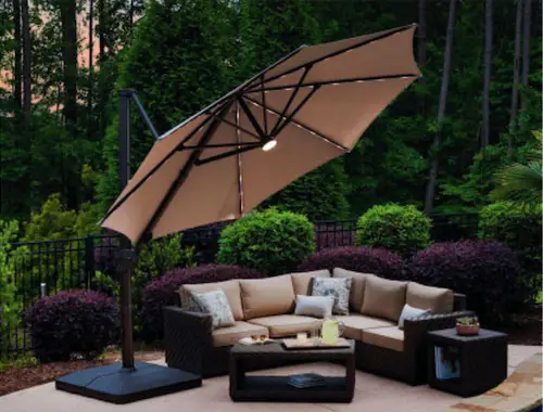 Seasons Sentry 11' Solar LED Cantilever Umbrella with Base Costco