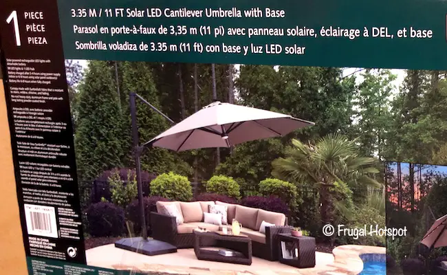 Seasons Sentry 11' Solar LED Cantilever Umbrella with Base Costco