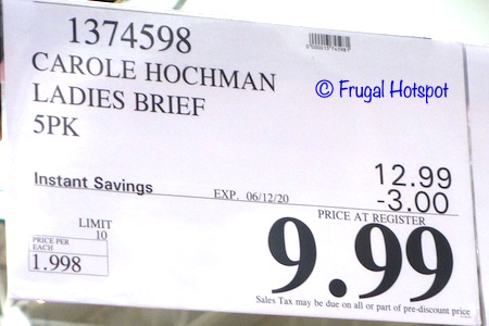 Carole Hochman Ladies Brief Costco Sale Price