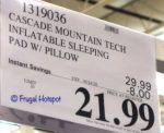 Cascade Mt. Tech Inflatable Sleeping Pad Costco Sale Price