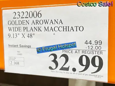 Golden Arowana Waterproof Flooring in Macchiato | Costco Sale Price | Item 2322006