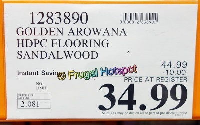 Golden Arowana Waterproof Flooring in Sandalwood | Costco Sale Price