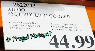 Igloo MaxCold Latitude 62-Quart Rolling Cooler | Costco Price