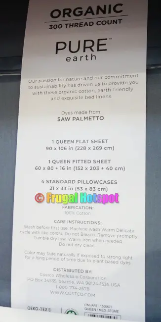Pure Earth Organic Cotton Sheet 6-Piece Set description | Costco