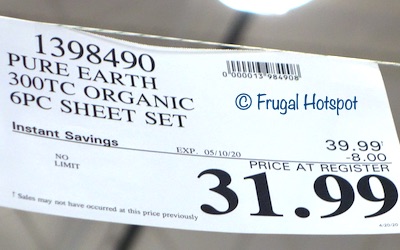 Pure Earth Organic Cotton Sheet Set Costco Sale Price