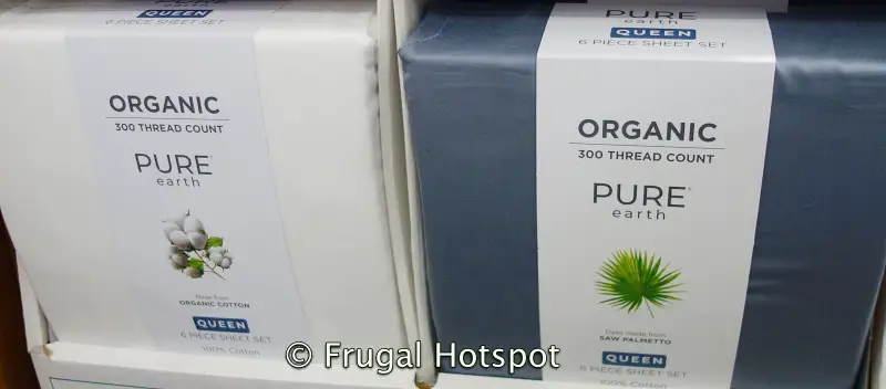 Pure Earth Organic Sheet Set | White and Blue | Costco