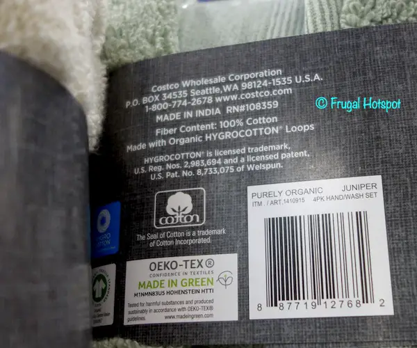 Purely Organic Hand Towel Wash Cloth Costco