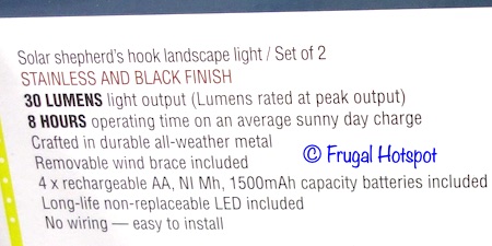 Solar Shepherd's Hook Landscape Light Costco