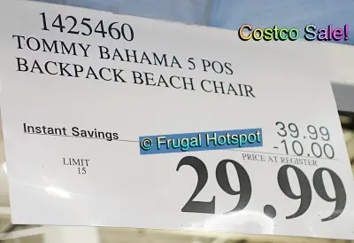 Tommy Bahama Backpack Beach Chair | Costco Sale Price