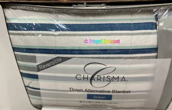 Charisma Down Alternative Blanket blue green gray stripes | Costco