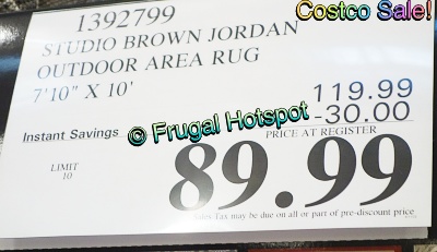 Studio Brown Jordan Outdoor : Indoor Area Rug 7'10 x 10' | Costco Sale Price