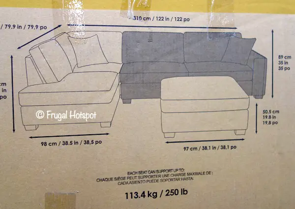 Synergy Home Maycen Fabric Sectional Dimensions Costco