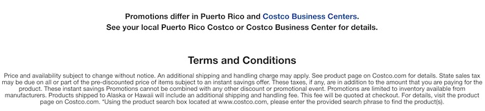 Costco In-Warehouse Hot Buys Sale July August 2020 Terms