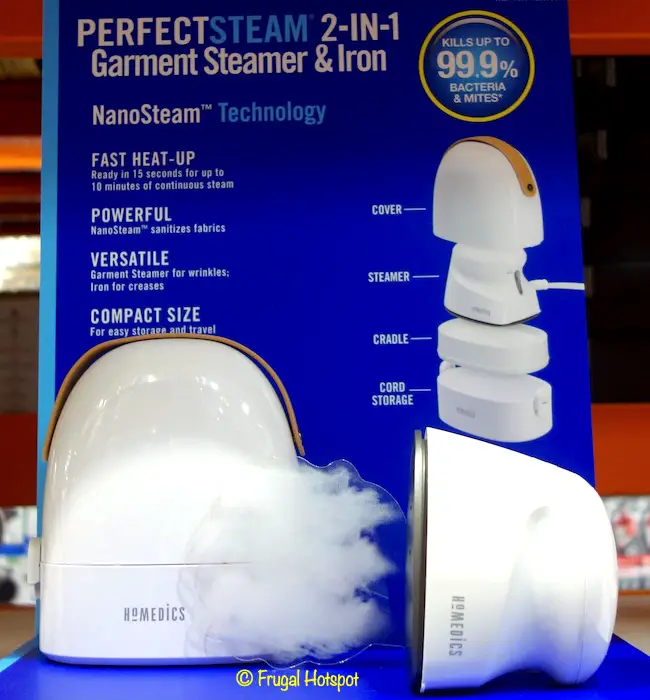 HoMedics Perfect Steam 2-in-1 Mini Garment Steamer & Iron Costco Display HoMedics Perfect Steam 2-in-1 Mini Garment Steamer & Iron Costco Display