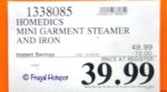 HoMedics Perfect Steam 2-in-1 Mini Garment Steamer & Iron Costco Sale Price