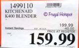 KitchenAid K400 Blender Costco Sale Price
