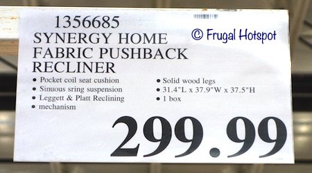 Synergy Home Fabric Pushback Recliner Costco Price