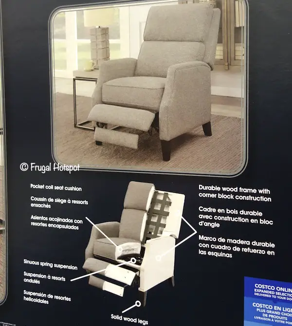 Synergy Home Lia Fabric Pushback Recliner Costco