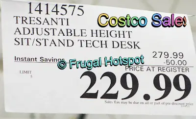 Tresanti Adjustable Height Desk | Costco Sale Price
