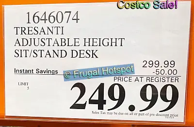 Tresanti Adjustable Height Sit Stand Desk | Costco Sale Price | Item 1646074