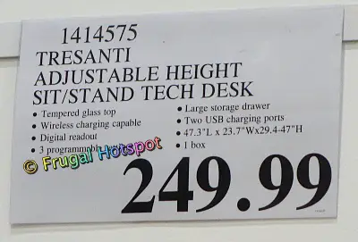 Tresanti Adjustable Height Tech Desk | Costco Price