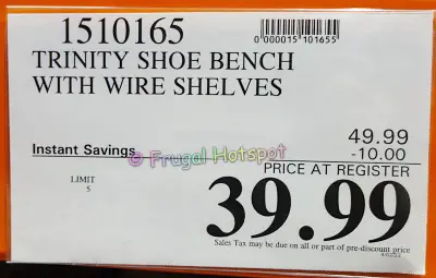Trinity Shoe Bench | Costco Sale Price