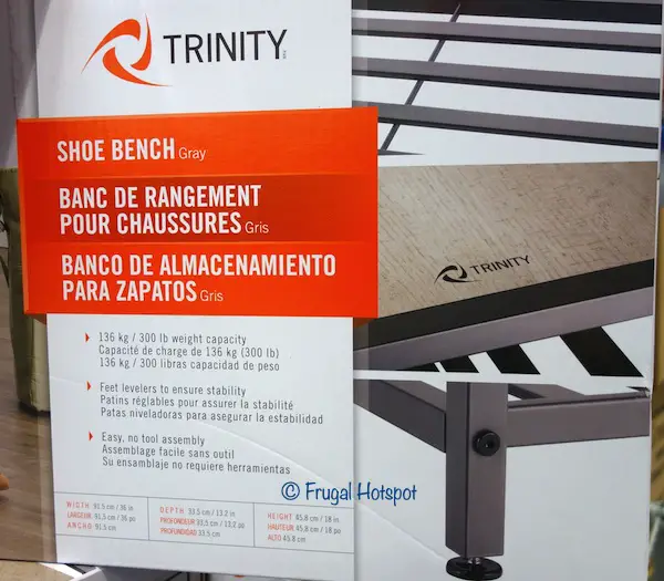 Trinity Shoe Bench Gray Costco 