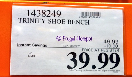 Trinity Shoe Bench Gray Costco Sale Price