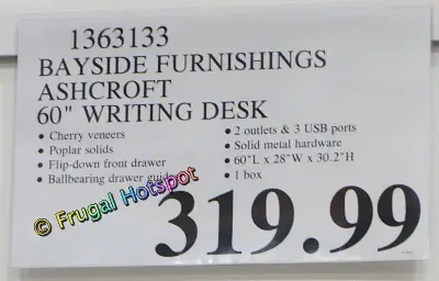 Whalen Bayside Furnishings Ashcroft Writing Desk | Costco price