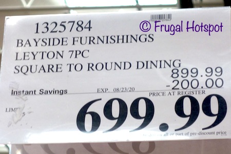 Bayside Furnishings Leyton 7-Piece Square to Round Dining Set Costco Sale Price