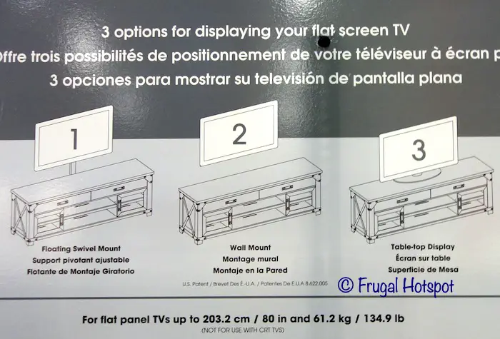 Bayside Furnishings Odessa TV Stand 3 Options Costco