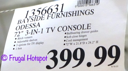 Bayside Furnishings Odessa TV Stand Costco Price