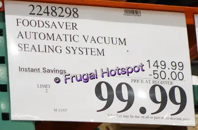 Foodsaver Automatic Vacuum Sealing System | Costco Sale Price