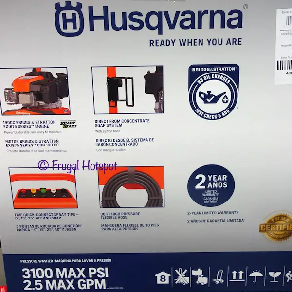 Husqvarna Gas Pressure Washer Description Costco