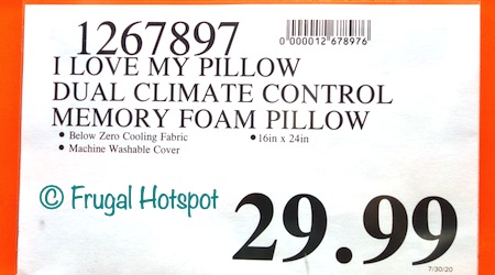 Costco Sale I Love My Pillow Climate Control Memory Foam Pillow 21 99