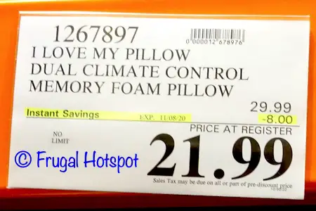 I Love My Pillow Climate Control Memory Foam Pillow | Costco Sale Price I Love My Pillow Climate Control Memory Foam Pillow | Costco Sale Price
