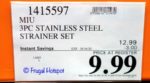 Miu Stainless Steel Mesh Strainers Costco Sale Price Miu Stainless Steel Mesh Strainers Costco Sale Price