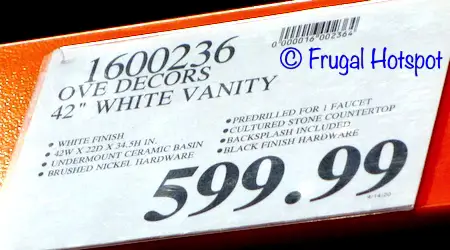 Ove Decors Lourdes 42 White Vanity Costco Price