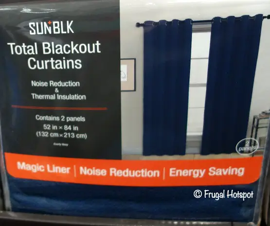 SunBlk Total Blackout Curtains 2-Panels Blue Costco