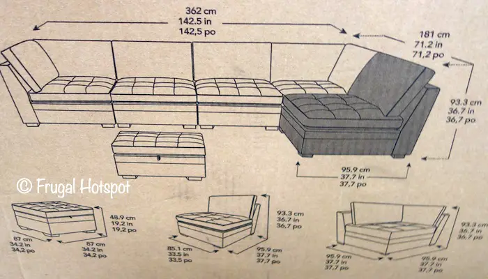 Thomasville 6-Piece Modular Fabric Sectional Dimensions Costco