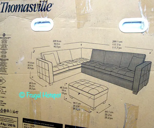 Thomasville Kylie Fabric Sectional Dimensions Costco