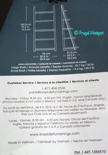 Whalen Bayside Furnishings Ashcroft 72 Ladder Bookcase Dimensions Costco