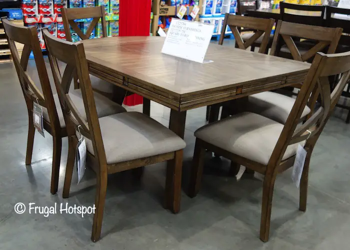 Whalen Bayside Furnishings Leyton 7-Pc Square to Round Dining Set Costco Display 2