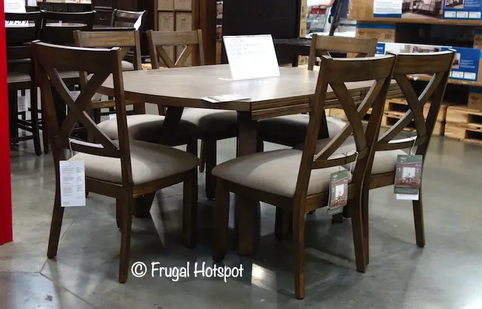 Whalen Bayside Furnishings Leyton 7-Pc Square to Round Dining Set Costco Display